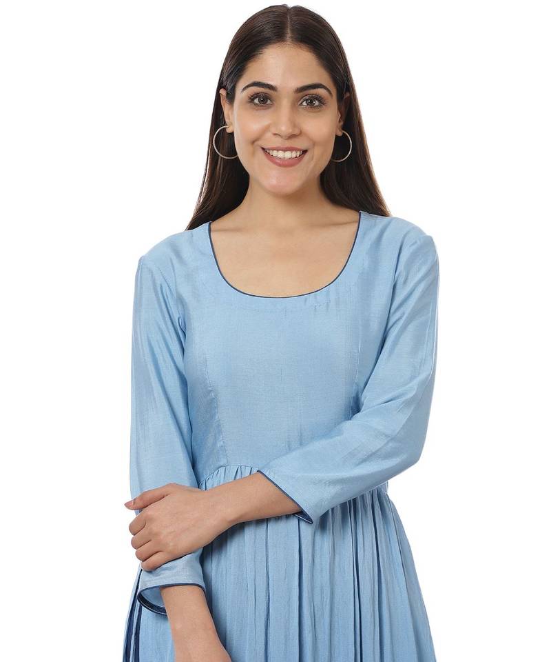 Blue Ombre Gathered Kurti with Pants