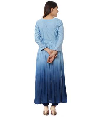 Blue Ombre Gathered Kurti with Pants 5