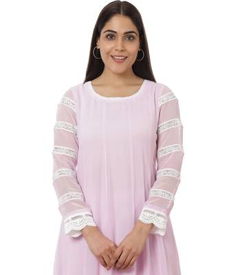 Mauve Georgette Crochet Anarkali with Churidaar 1