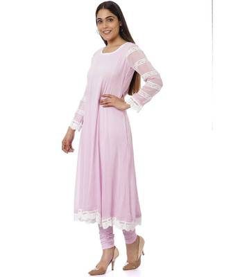 Mauve Georgette Crochet Anarkali with Churidaar 3