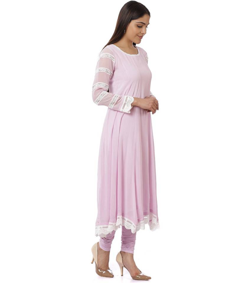 Mauve Georgette Crochet Anarkali with Churidaar