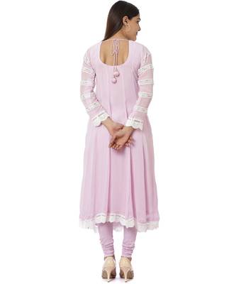 Mauve Georgette Crochet Anarkali with Churidaar And Dupatta 2