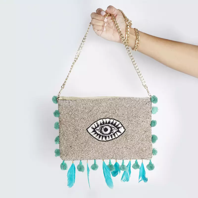 Beaded Feather Bag
