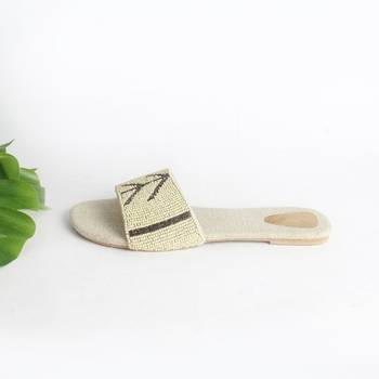 Cream and Gold Bead Sliders with Jute Insole 3