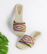 Aztec Multicolour bead slider with Jute Insole