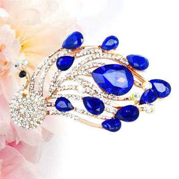 Blue cubic zirconia brooch 2