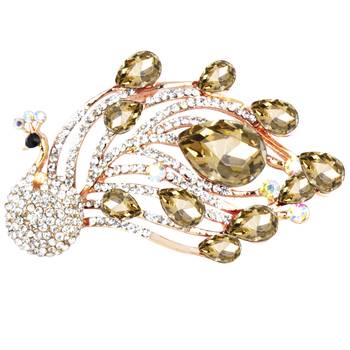 Copper cubic zirconia brooch 1