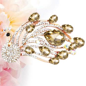 Copper cubic zirconia brooch 2