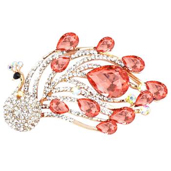 Beige cubic zirconia brooch 1