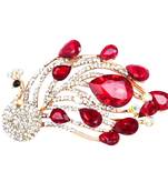 Red cubic zirconia brooch