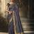 Navy blue woven art silk saree with blouse