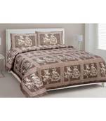 brown printed cotton King bed-sheets