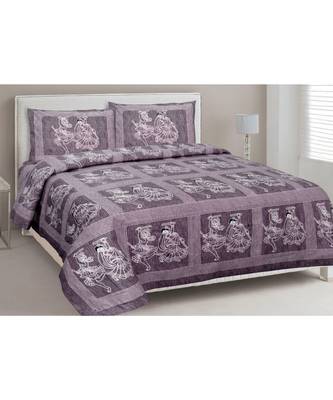 purple printed cotton King bed-sheets 1
