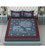 blue printed cotton King bed-sheets