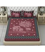 red printed cotton King bed-sheets