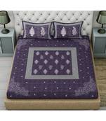 purple printed cotton King bed-sheets
