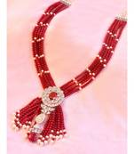 Stunning Indo Western Red Necklace with a gorgeous Silver Brooch