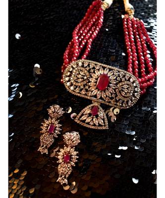 Gorgeous Red Indo Western Choker 1