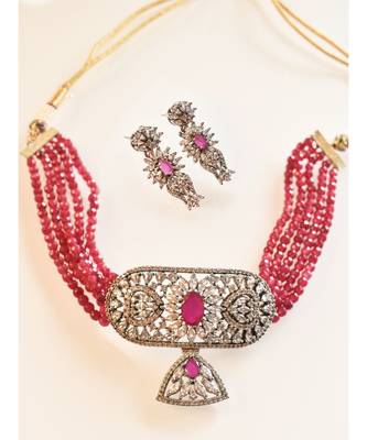 Gorgeous Red Indo Western Choker 4