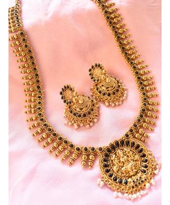 Long Elegant Laxmiji Pendant Necklace Set 1