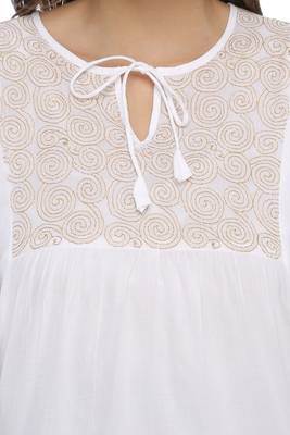 Ada Hand Embroidered White Cotton Lucknow Chikankari Women Top - A371897 4