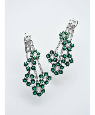 Unconventional Earrings in Rich White and Green CZ Stones 1