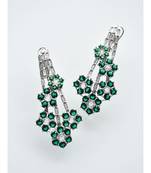 Unconventional Earrings in Rich White and Green CZ Stones