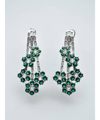 Unconventional Earrings in Rich White and Green CZ Stones 2