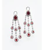 Chandelier Earrings in Rich White andRed CZ