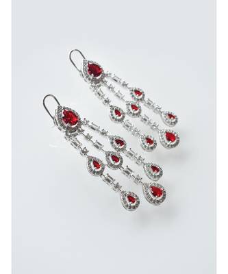 Chandelier Earrings in Rich White andRed CZ 2