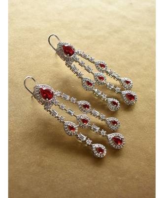 Chandelier Earrings in Rich White andRed CZ 5