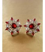 Gorgeous Baguette Stone White and Red Stud