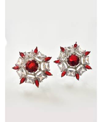 Gorgeous Baguette Stone White and Red Stud 2