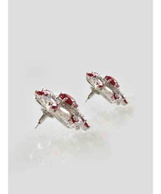 Gorgeous Baguette Stone White and Red Stud 3
