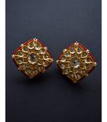 Graceful Pink Ethnic Studs in Rich Kundan and Pearl Setting