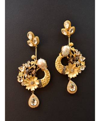 Handcrafted Delicate Golden Flower Earring 1