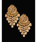 Gorgeous Golden Kundan Danglers with Soft Pearl