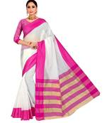 White woven linen saree with blouse
