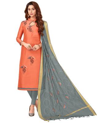 Light-orange embroidered cotton salwar 1