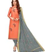Light-orange embroidered cotton salwar
