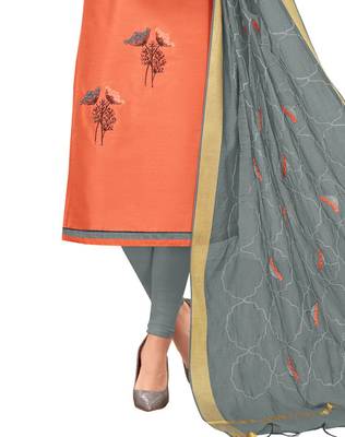 Light-orange embroidered cotton salwar 3