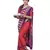 Peach printed crepe saree with blouse