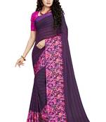 Purple woven georgette saree with blouse