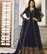 Navy-blue embroidered faux georgette salwar