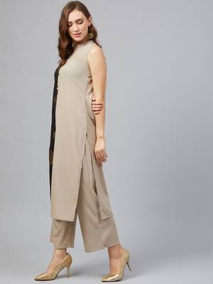 Light-grey printed crepe kurtas-and-kurtis 3