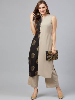 Light-grey printed crepe kurtas-and-kurtis 4