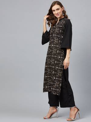 Black printed crepe kurtas-and-kurtis 3