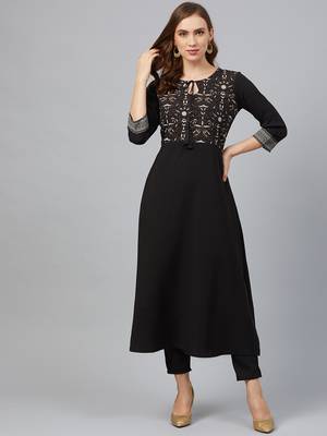 Black printed crepe kurtas-and-kurtis 1