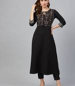 Black printed crepe kurtas-and-kurtis