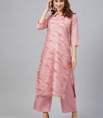 Pink printed art silk kurtas-and-kurtis